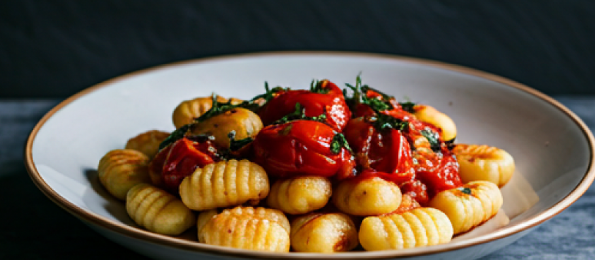 Crispy Gnocchi met Tomatensaus en Gebakken Oesterzwammen.png